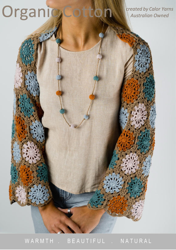 CY272 Organic Cotton Hexi Shrug and Necklace Kit